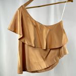 Lulus Defining Style Satin Ruffled One Shoulder Top in Light Peach Size Small Photo 6