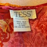 Tess silk orange and pink floral sleeveless blouse ruffles mother of pearl XL Size undefined Photo 4