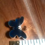 Blue Color Agate Goldtone Butterfly Brass Pendant Photo 6