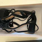 BCBGeneration BCBG Women’s Black Wrap Up Suede Block Heels with original box Debby Size 6.5 Photo 1