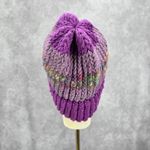 Purple Multi Color Crochet Knit Bucket Cap Hat Fun VTG Y2K Funky Beanie Photo 2