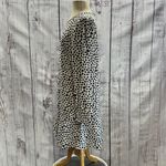 Loft White with Black Hearts Long Sleeve Flounce Dress Size Large Photo 6