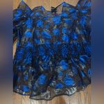Ashley Stewart  Sheer Top with Blue Floral Design Photo 5
