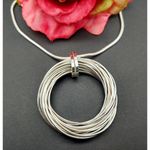 Charter Club Silver Tone Circular Statement Pendant Necklace Long Snake Chain 30 Photo 0