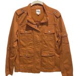 Kensie Jeans Womens Orange Utility Jacket Button Up Military Style Photo 2