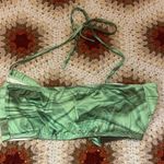 Satin Crisscross Halter Neck Backless Corset Top Green Size L Photo 2