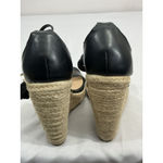 Shoedazzle Womans  Aerith Size 7.5 Strappy Espadrille Wedge Sandals Black Photo 4