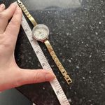 Chico's Chico’s Large Face Mother of Pearl Pave Rhinestone Goldtone Delicate Band Watch Photo 10