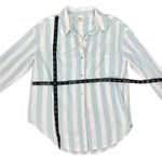 Billabong Light Blue White Sail Away Long Sleeve Womens Button Up Shirt Sz M EUC Photo 4