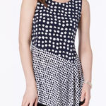 Alfani  Asymmetrical Hem Mixed Print Tunic Top Blue Polka Dot Size Small Photo 0