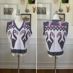 Vintage 80s Jolie Flamingo Pink Grey White Sweater Vest M Size M Photo 1