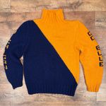 Rare Vintage 1950s University of Michigan Colorblock Navy & Yellow Cheer Sweater Blue Size M Photo 4