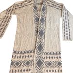 Lucky Brand Size Large Sweater LONG sleeved Tribal Taupe Olive Cardigan NWT Photo 1