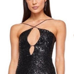 Nookie Revolve  Supreme Black Sequin Strappy‎ NYE Mini Dress Size M NEW Photo 0
