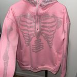 Rhinestone Skeleton Fashion Unisex Pink Hoodie Sweatshirt US S Photo 1