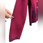 Vintage Sweetbriar burgundy navy floral heart button cardigan sweater Blue Size L Photo 2