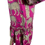 Tyler Böe Leopard Cheetah Print Ruffle Hem Dress Pink Magenta Puff Sleeve XS Photo 5