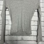 Newport News Vintage Y2K Gray Fitted Long Sleeve Ribbed Top V-Neck Shirt Size M Photo 3