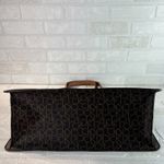 Calvin Klein Signature Tote Shoulder Bag Brown CK Monogram Print Brown Leather Photo 5