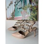 mix no. 6 Nude Studded Patent Leather Caged Strappy Pointed Toe Heels Sz 11 Photo 2