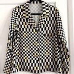 Checkered Satin Smiley Face Shirt Size M Photo 0