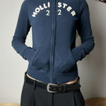 Hollister y2k vintage  navy blue embroidered spell out zip hoodie jacket Photo 0