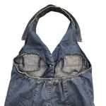 Forenza Dress Y2K Womens 12 Denim Halter Button Front Blue Jean Pockets VTG 90s Photo 2