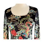 CLIO Vintage 90s Y2K Japanese Floral Velvet Velour Rhinestone Bell Sleeve Top M Size M Photo 3