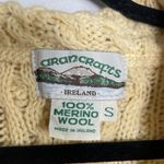ARAN CRAFTS Cardigan Sweater Small Yellow 100% Wool Ireland Chunky Granniecore Photo 1