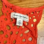American Eagle Outfitters Women Large Coral Eyelet Ruffle Racerback V neck Dress Photo 6