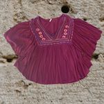 Japna Flowy Maroon Hippie Top Embroidered Top Batwing Shirt Womens M Earthy Photo 1