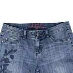Elle Women's Retro Blue Floral Embroidery Classic Medium Wash Jeans Size 8 Photo 2