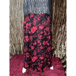 VTG Women’s Red Florals Black Midi Skirt 16W Black Size 16 Photo 5