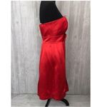 Badgley Mischka  strapless pleated red midi dress gown satin look with bow small Photo 1