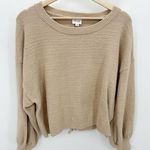 Le lis Sweater Women MEDIUM Cream Lawrence Long Sleeve Ruched Back Knit Pullover Photo 0