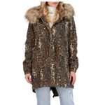 Lucky Brand  Womens Leopard Anorak Cinch WaistJacket w/ faux fur trim sz med NWT Photo 3