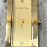 Pandora Double Oblong 18K Gold Plated Watch with Brown Leather Strap - 812019LG Photo 0