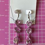 ALDO pink earrings heart shape crystal drop silver tone Photo 3
