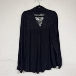 Soft Surroundings  Black Long Sleeve Button Down Shirt Womens L Lace Back Classic Photo 7