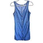 Levi's Levi’s Alisha Blue Jean Denim Mini Dress Button Front S Cowgirl Vintage Boho Photo 2