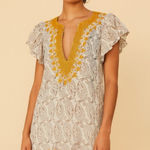 Calypso St. Barth Dress Womens Medium White Paisley Embroidered Boho Tunic Top Photo 0