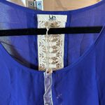 YA Los Angeles NWT  Blouse With Lace Blue and White Silk Blend Photo 2