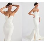 House Of CB HOUSE‎ OF CB 'Giselle' Ivory Satin Strapless Bridal Gown NWOT size L Photo 1