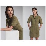 Reiss 💕💕 Emlyn Panel Detail Short Sleeve Sweatshirt Dress Khaki Green 8 US NWT Photo 1