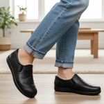 SAS Womens Black Leather Shearling Lined‎ Slip On Comfort Shoes 10 Warm Winter Photo 0