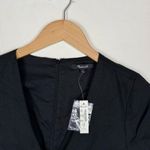 Madewell  Linen-blend button-wrap midi dress in Black Photo 5