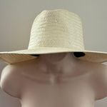 Woven Beige Tan Wide Brim Summer Fedora Hat, one size Photo 3