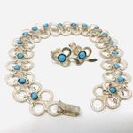 Sterling Silver , turquoise earrings / bracelet set, vintage Photo 0