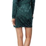 Saylor Velvet Faux Wrap Cocktail Green Long Sleeve Mini Dress Sz S Photo 3