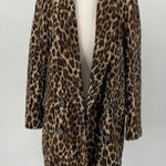 ZARA Leopard Print Double Breasted Blazer Oversized Jacquard Cotton Brown XS Photo 8